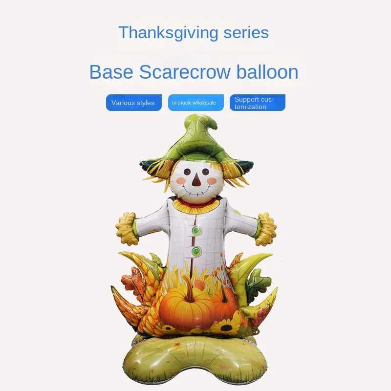 1pc New Thanksgiving Balloon Atmosphere Layout with Base Balloon Turkey Corn Shape Party Decoration Aluminum Film Balloons