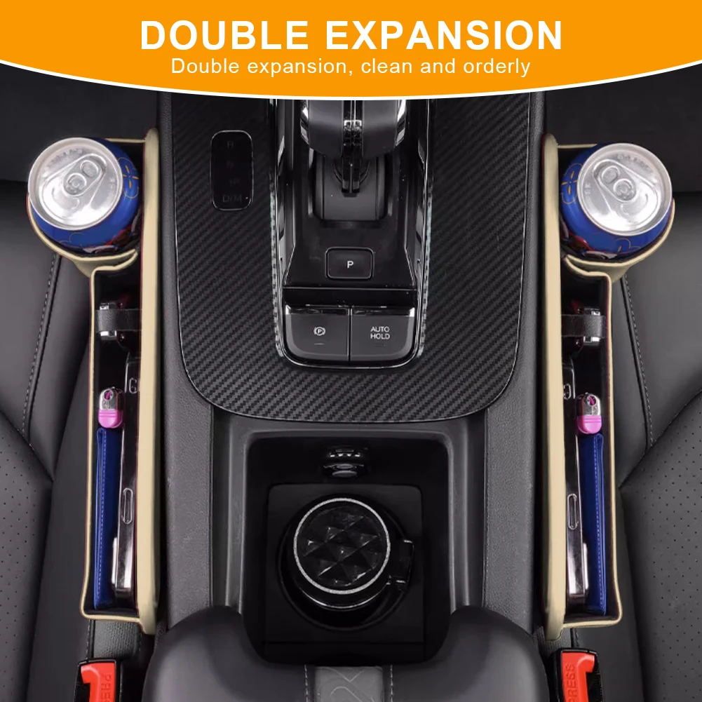 منظم مقعد السيارة، جيب تخزين داخلي للسيارة من الجلد، منظم شق المقعد الداخلي للسيارات، حقيبة تخزين حشو الشقوق #2