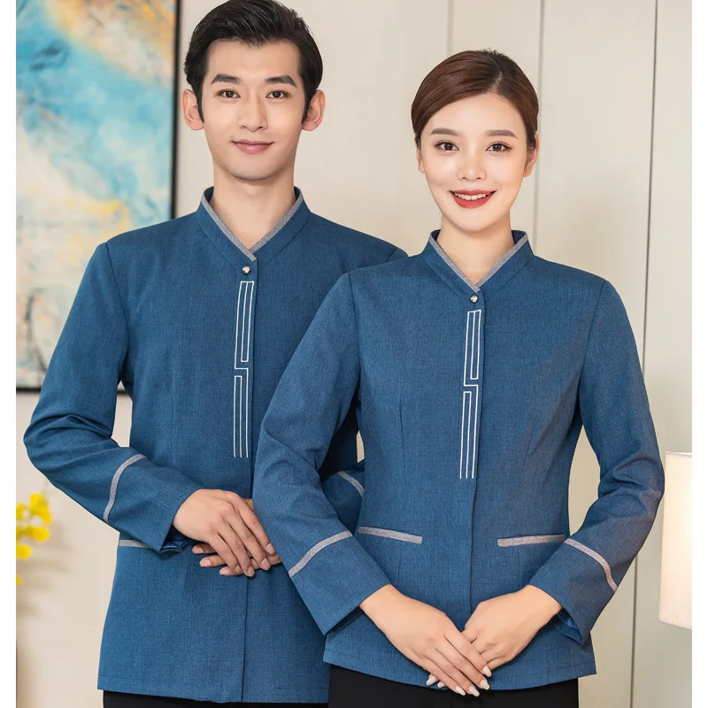 Embroidery Great Wall Property Staff Suit Cleaning Aunt Work Clothes Autumn and Winter PA Hospital Mall Supermarket Rea