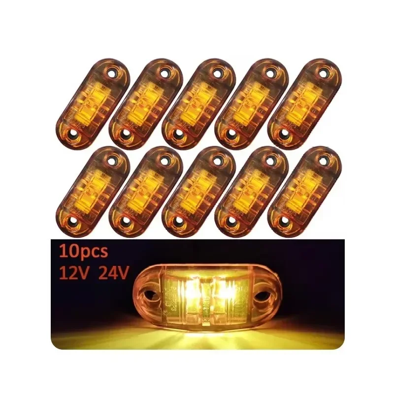 40PCS 2 Oval LED Universal 12V 24V Led light Side Marker Car Lights for Trailer Trucks Caravan Clearance Lamp Surface Mount