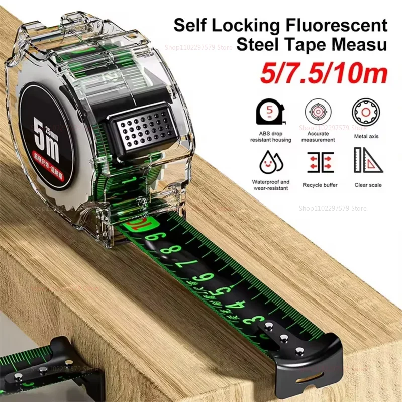 

High Precision Steel Tape Measure 5/7.5/10m Thickened Anti-Drop Self-Locking Wear-Resistant Ruler for Construction Remodeling