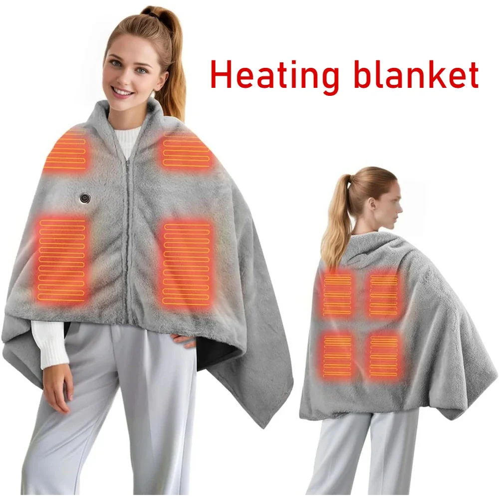 Heated Shawl Blanket USB Plug 3 Speed Heating Washable Nap Shawl Electric Scarf Blanket Portable USB Heated Warm Blanket