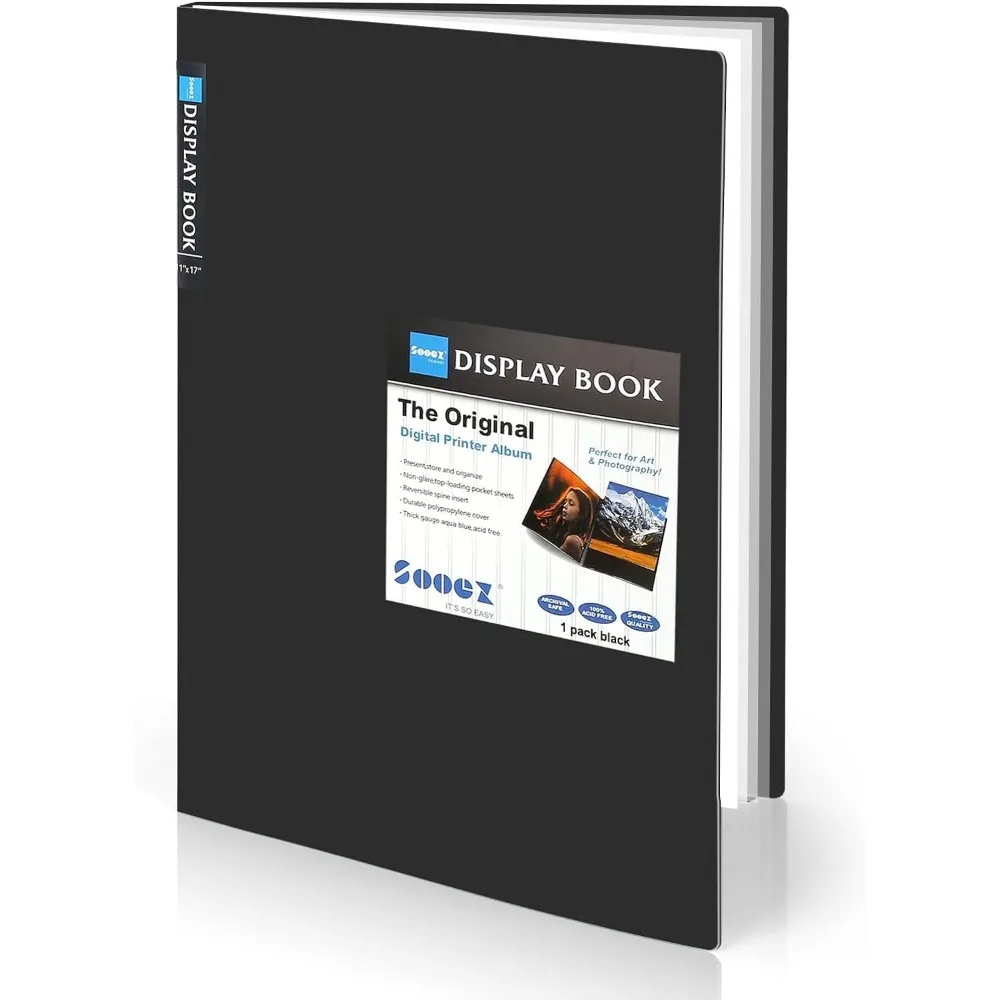 

Sooez Art Portfolios 11"x14", Large Portfolio Folder with 30 Pockets & Black Inner Sheets, Display 60 Pages, 11 x 14 Presentatio