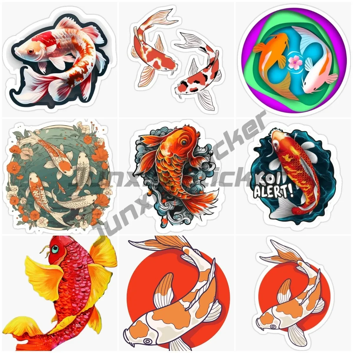 

Koi Fish Sticker Vinyl Decal Yin Yang Fish Wall Art Carpe Diem Tattoo Skull Personality Car Stickers DIY 3D RV