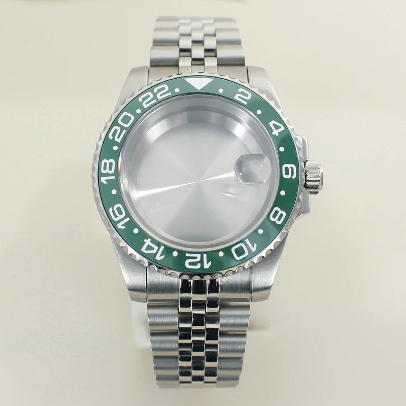 40mm GMT Case 316L Stainless Steel Watch Parts Sapphire Glass For Seiko NH35 NH36 8215 Eta 2824 PT5000 Movement Jubilee Bracelet