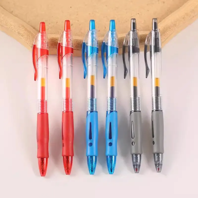 

6 шт., набор выдвижных гелевых ручек, шариковая ручка с черными/красными/синими чернилами для письма, сменные стержни, офисные аксессуары, школьные принадлежности, канцелярские принадлежности