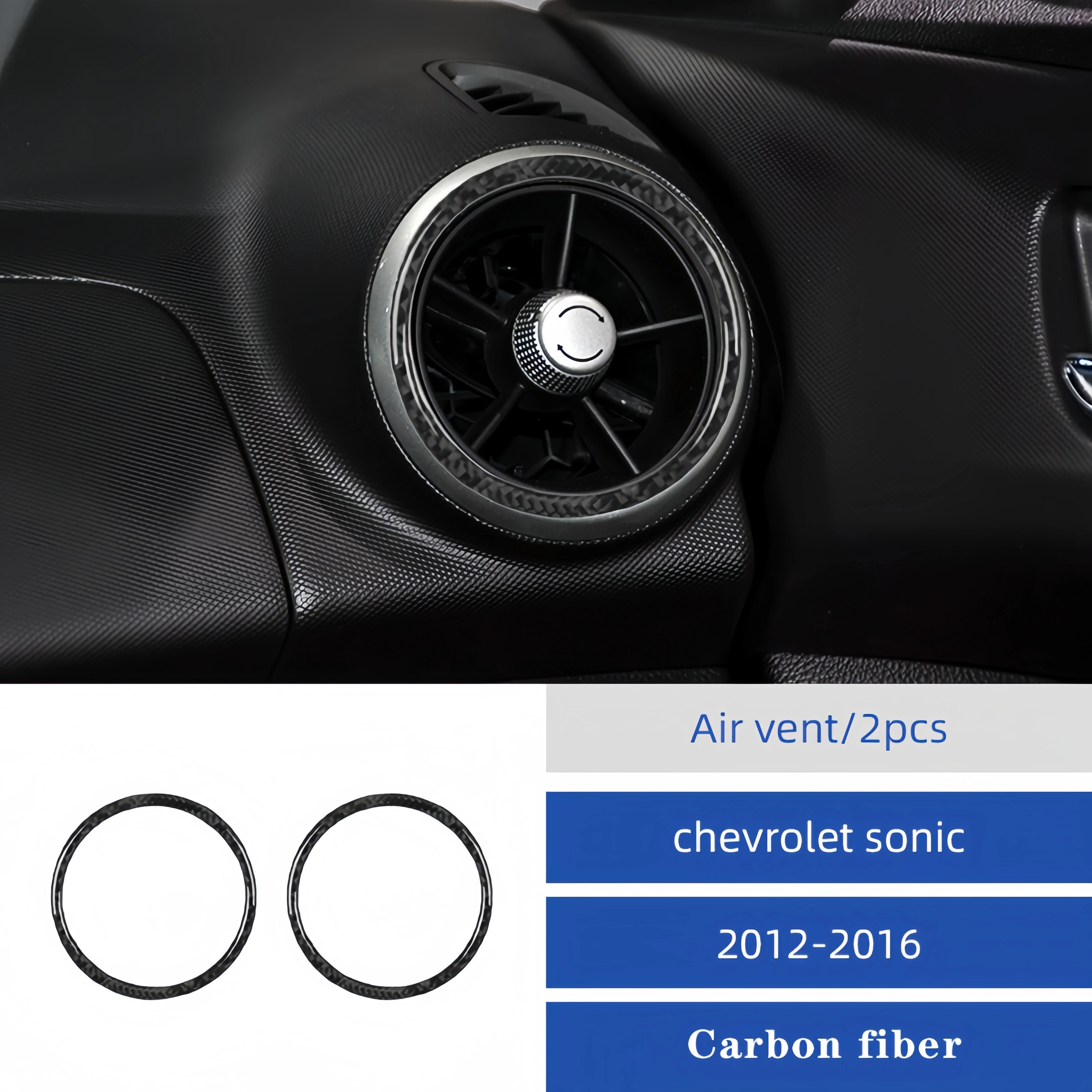 Wnętrze z włókna węglowego dla Chevrolet Sonic 2012-2016 Deska rozdzielcza samochodu Boczne wyloty klimatyzacji Pokrywa wykończeniowa Accesorios Para Auto