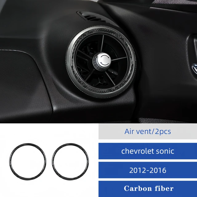 Wnętrze z włókna węglowego dla Chevrolet Sonic 2012-2016 Deska rozdzielcza samochodu Boczne wyloty klimatyzacji Pokrywa wykończeniowa Accesorios Para Auto
