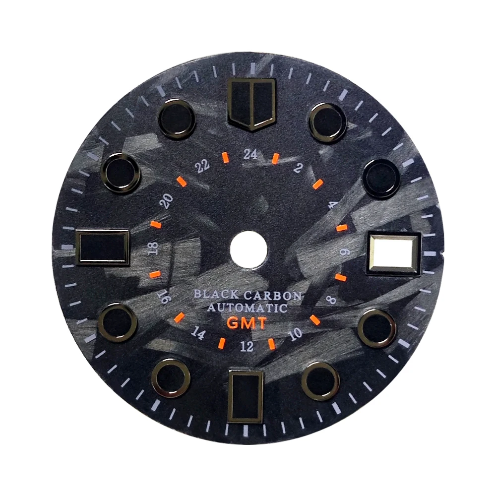 

28.5mm Black Carbon Fiber Dial Fits NH35 NH36 Movement Accessories C3 Green Luminous NH35 Dial Watches Man