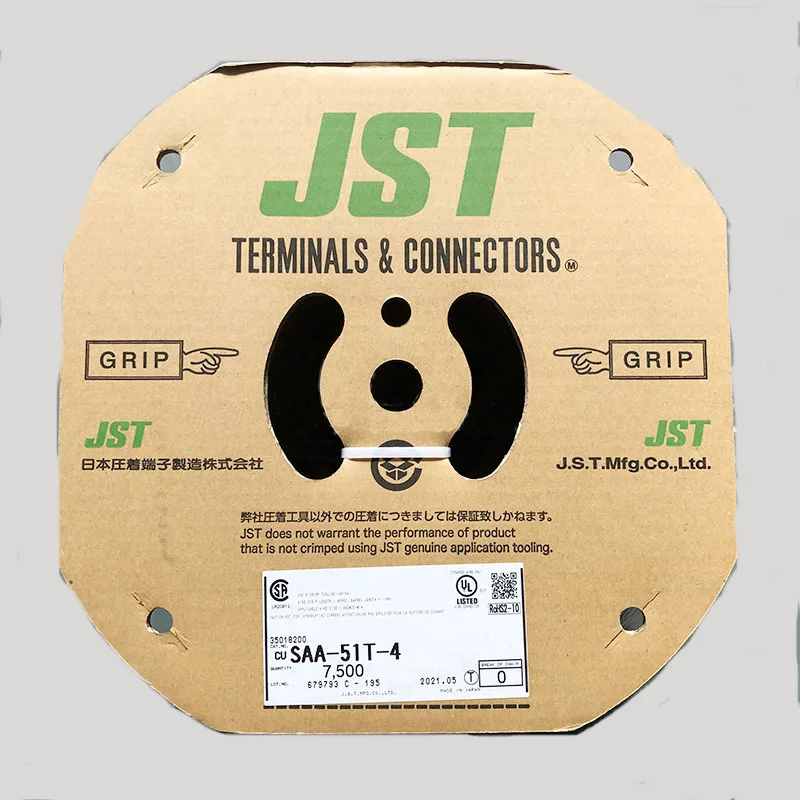 JST 100% New Parts Connector  SAA-51T-4    SAA-51  Series 14-20 AWG Ø4.3 mm Tin Plated Fork Tongue Terminal