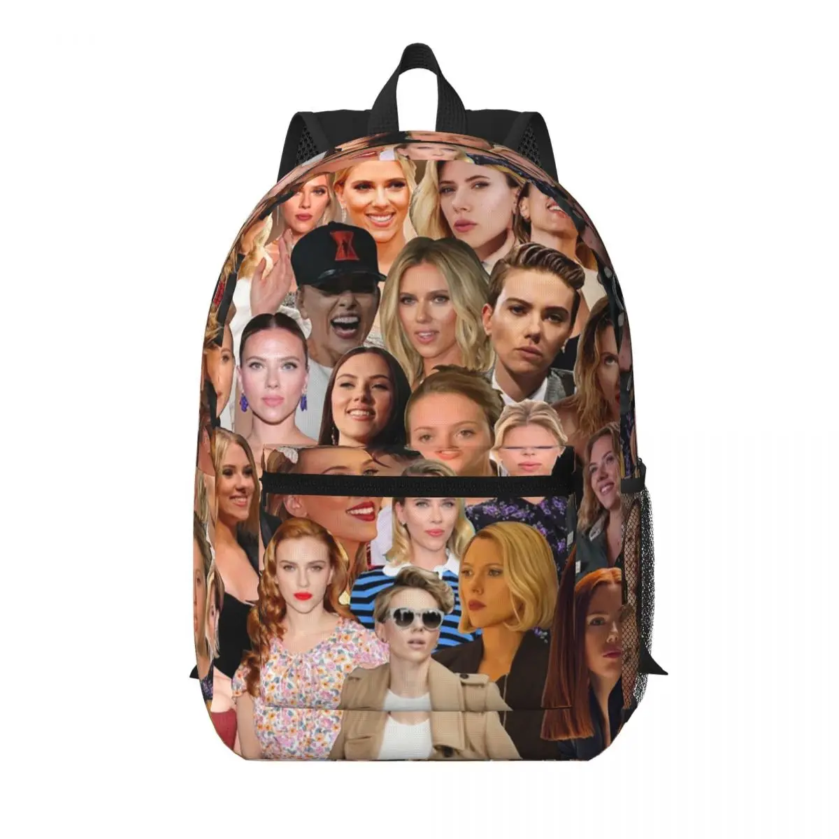 Scarlett Johansson Photo Collage Student Backpack School Bag Hiking Travel Daypack for Boys Girls Bookbag Shoulder Bags
