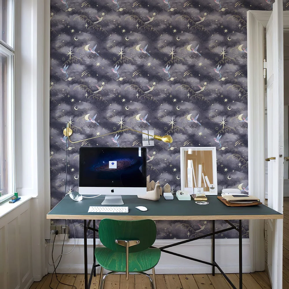 حالمة السماء المرصعة بالنجوم ذاتية اللصق خلفية غرفة نوم ديكور المنزل خلفيات PVC مقاوم للماء الأثاث القابل للإزالة ملصقات الحائط