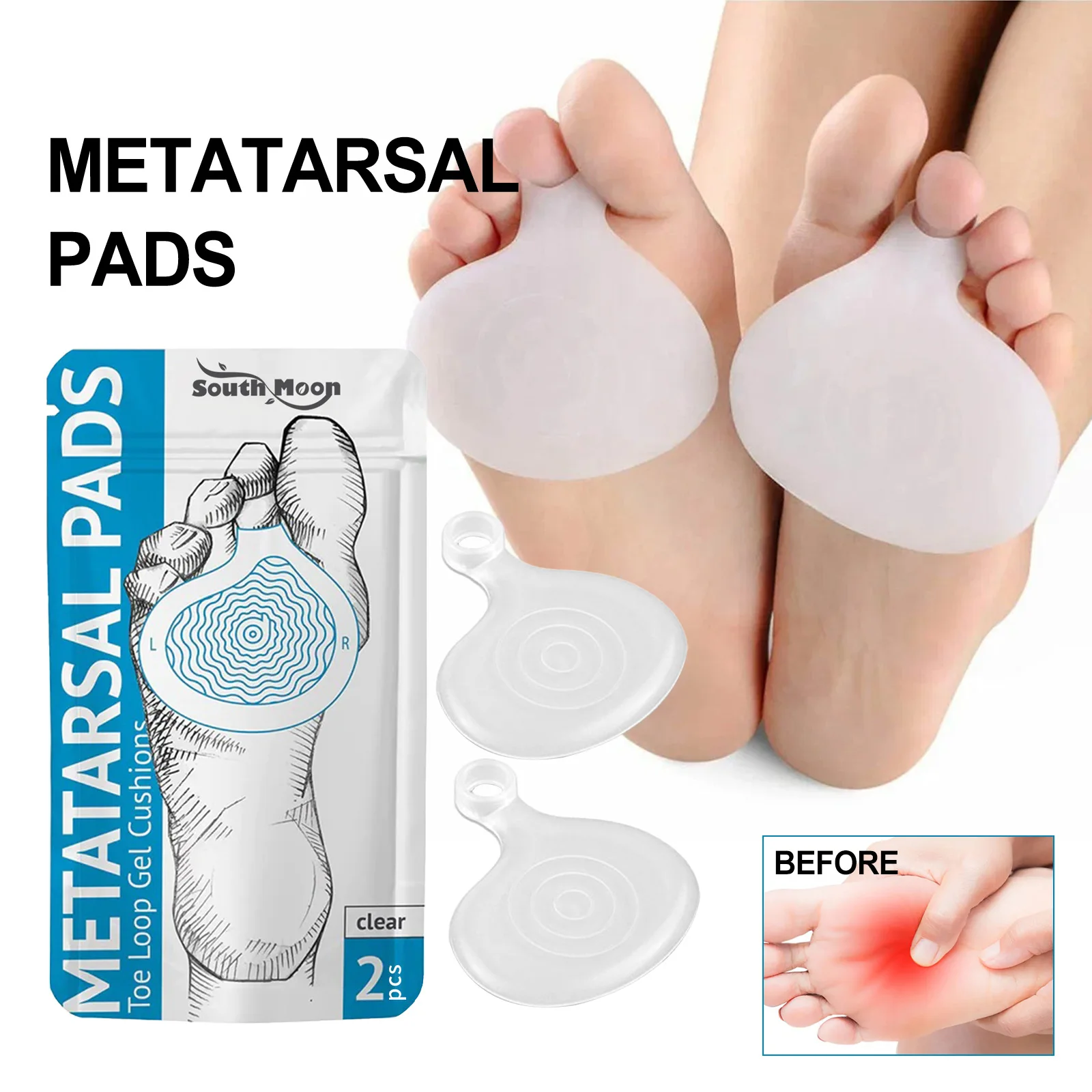 BakAlmofadas de suporte para pés em gel de silicone, almofadas para sapatos do antepé, palmilhas ortopédicas de salto alto, elástico, antiderrapante, alívio da dor