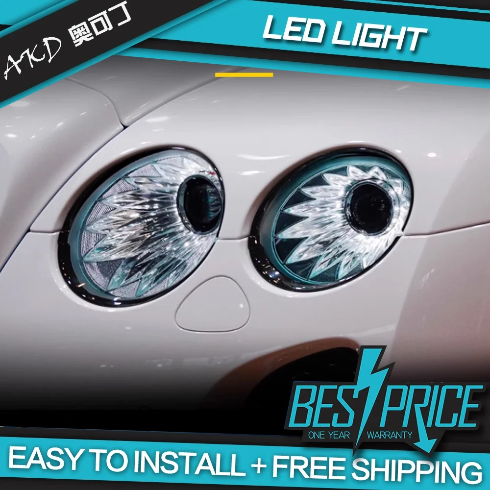 AKD Car Styling Head Lamp for Bentley Continental LED Headlights 2004-2012 LED Headlight Flying Spur DRL  Auto Accessories