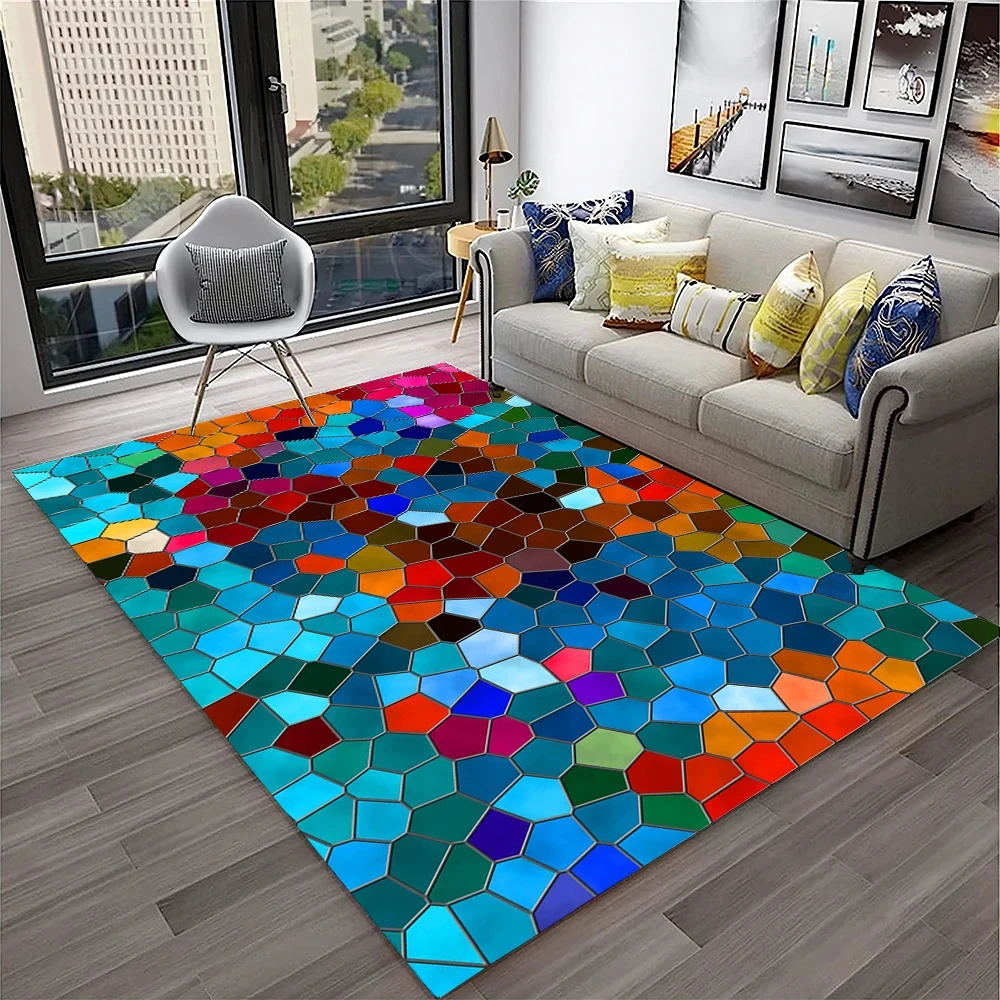 3D Colour Illusion Rainbow Vision Carpet Abstract Art Rug for Home Living Room Bedroom Sofa Decor Area Rug Non-slip Floor Mat