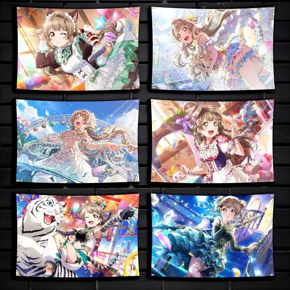 Birb Love-L K-Kotori Minami Flag Tapestry Banner for Bedroom Living Room Outdoor Camping Custom Supported