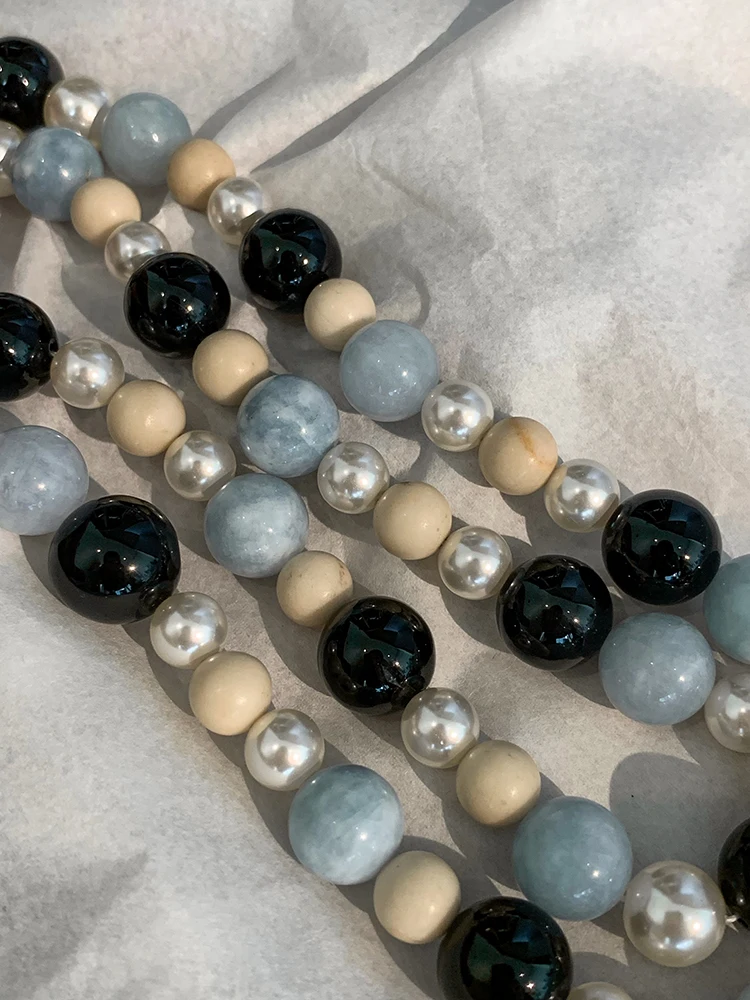 Französische Halskette mit Natursteinperlen im Retro-Stil, übertriebene Schlüsselbeinkette für Damen im Jahr 2025, luxuriöses Schmuckzubehör – Detail 7