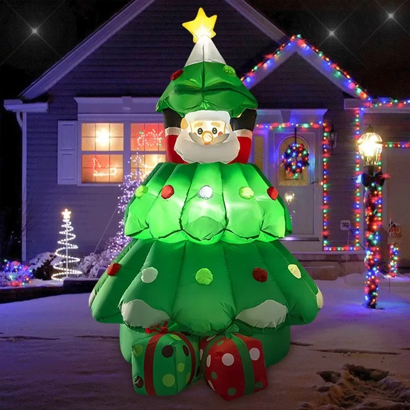 Christmas inflatable Santa Claus will move the inflatable lifting Christmas tree gift box LED luminous decorative ornaments