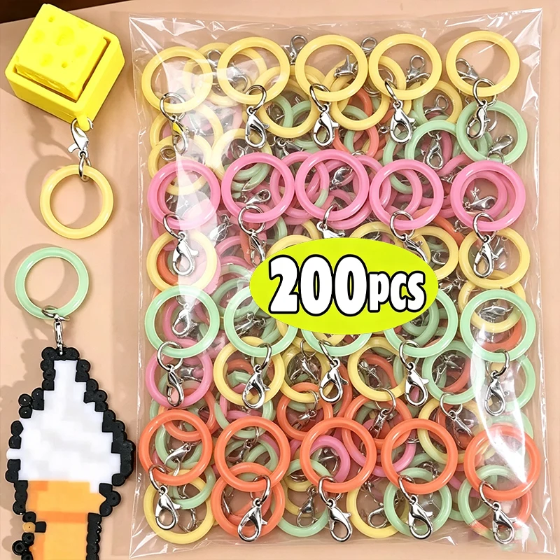 Colourful O‑shaped Silicone Rings Keychain Flexible Rubber Loop Fittings Keyrings for DIY Pendant Bag Charms Key Chain Accessory