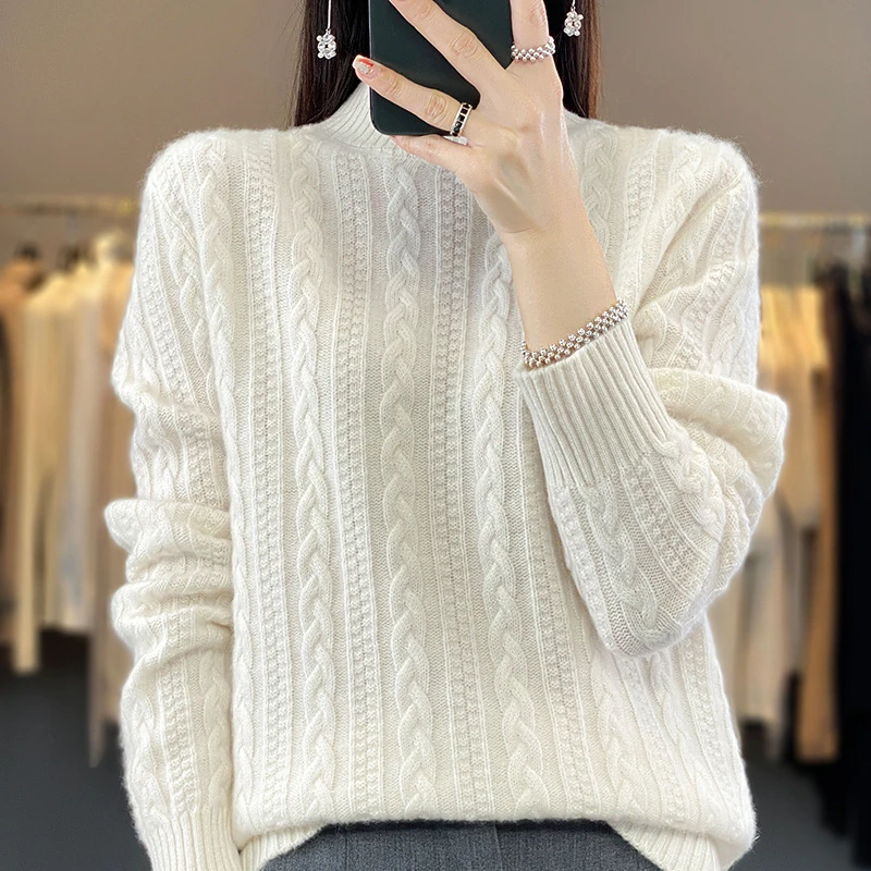 

High-End Women's Knitted Sweater f High Collar Base Layer T-irt Overhead Sle Autumn Winter Long Sve Regular Fit