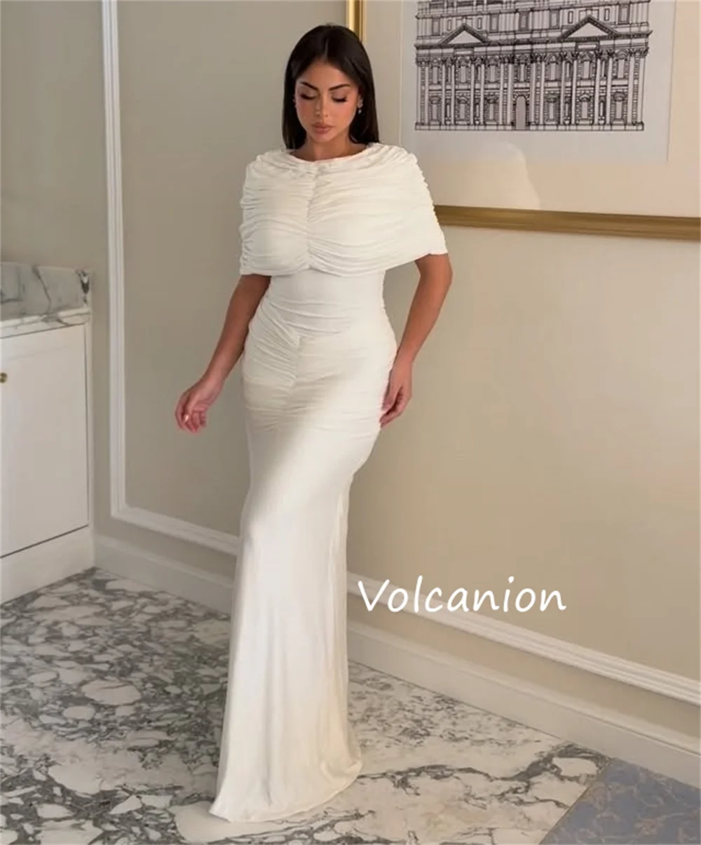 Abiti lunghi personalizzati con scollo rotondo e colonna a pieghe di alta qualità Occasioni su misura Taglie celebrità disponibili Moda