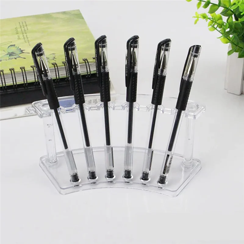 

8 Pack Acrylic Pen Display Stand,6-Slot Pen Holder Rack,Makeup Brush Rack Organizer For School-AU47