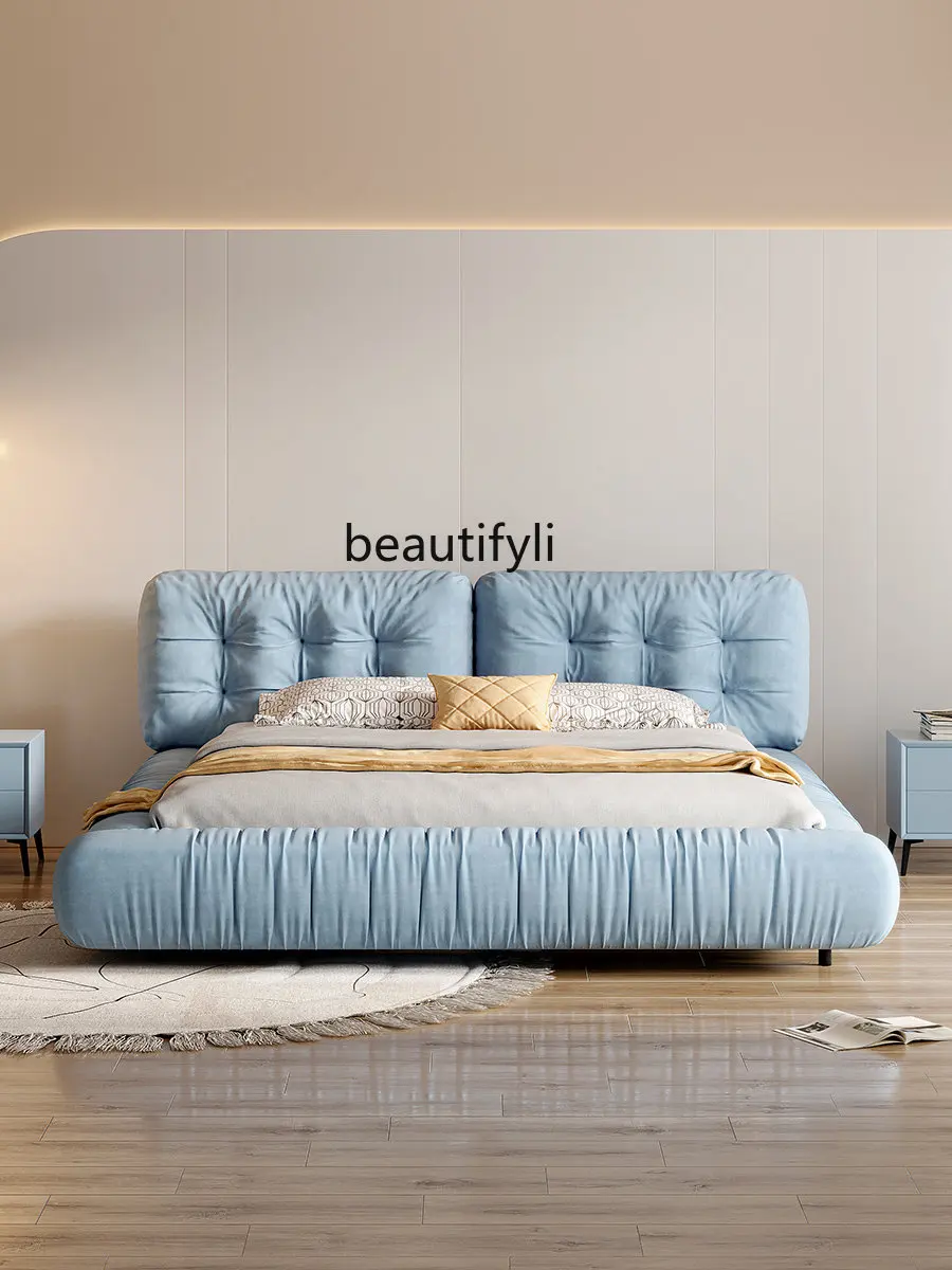 

Italian Minimalist Soft Bed Modern Minimalist American Light Luxury Nordic Master Bedroom down Cloud Bed