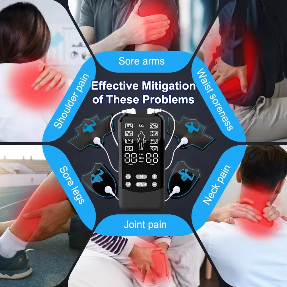 EMS Machine & TENS Massager,Dual Channel Electro Muscle Stimulator for Pain Relief, Body Shaping,Muscle Recovery,Portable Device