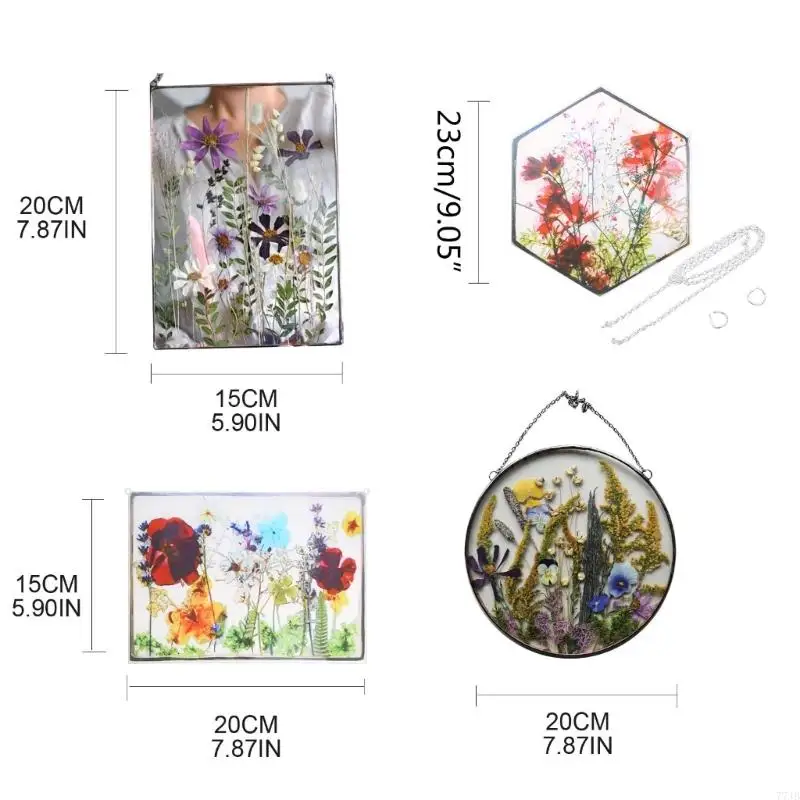 77JB Khung acrylic hoa ép hoa hình ảnh cây khô nhân tạo mặt dây chuyền tường với chuỗi trẻ nghệ thuật trang trí