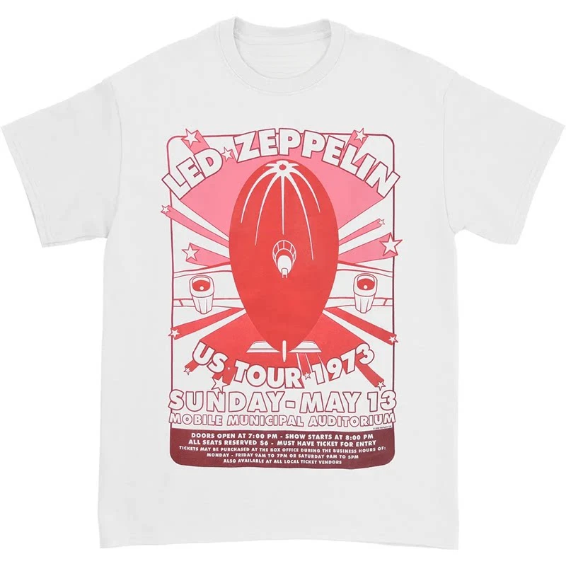 European and American Style Led Zeppelin Airship Band Punk Rock Retro American Street Men's T-shirt