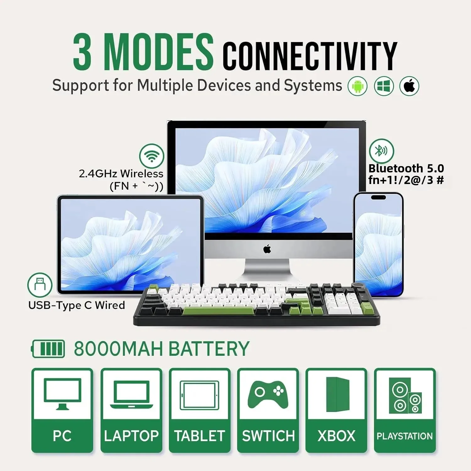 AULA F99PRO Gaming Mechanical Keyboard 99 Key Three Mode Wireless Hot Swappable Gasket Structure Custom Keyboard with Media Knob