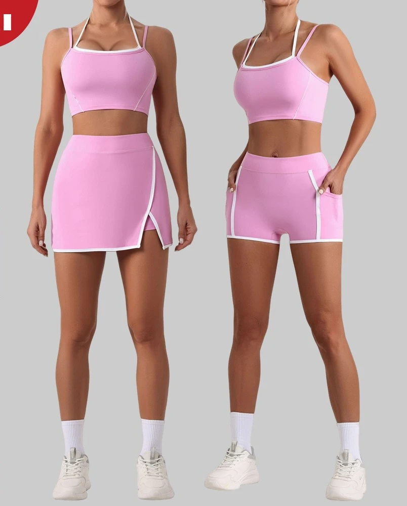 بدلة رياضية عالية الخصر للنساء بألوان متباينة بدون ظهر وضيقة للجري واللياقة البدنية والتنس