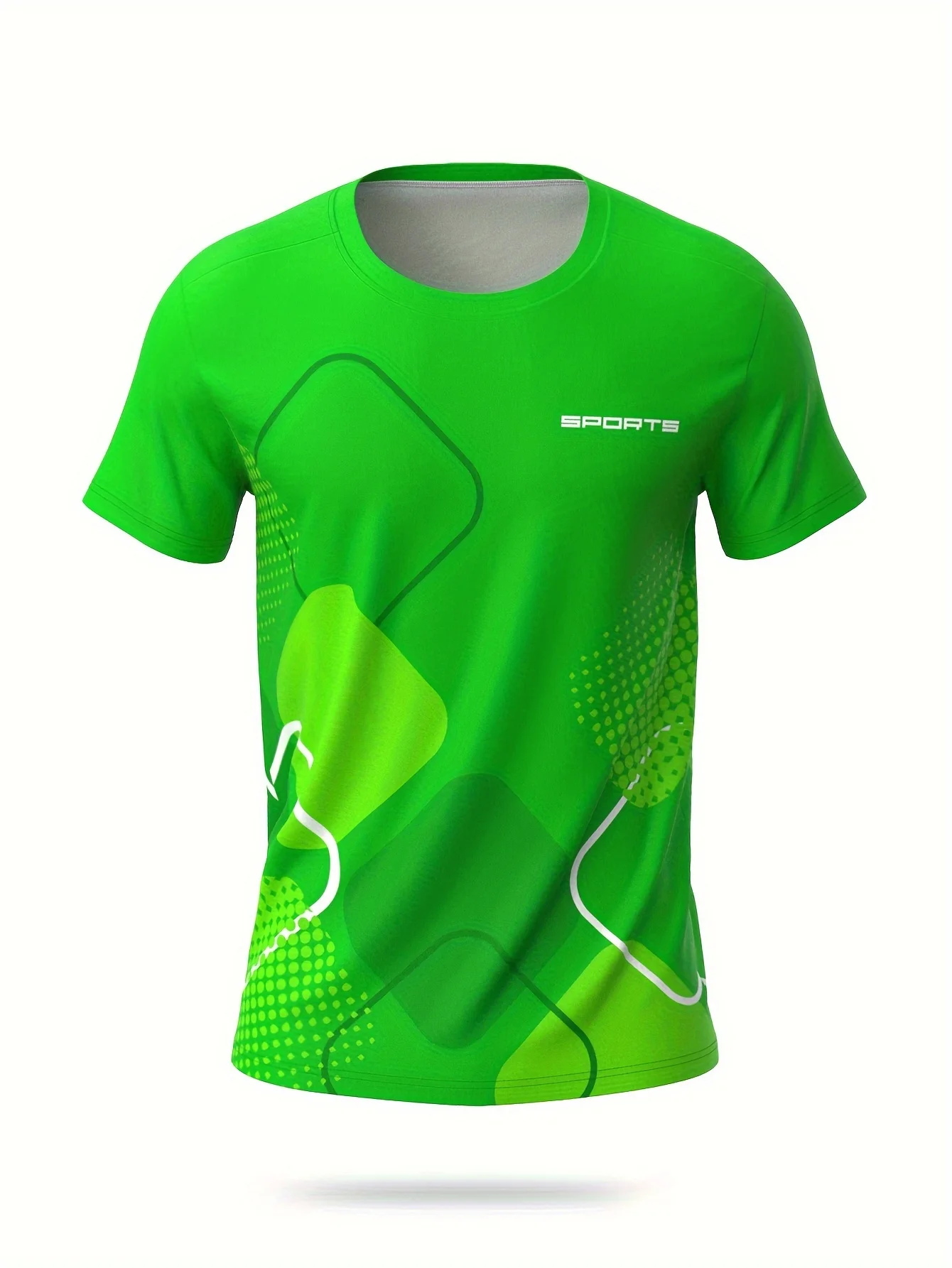 Men Sports Short Sleeve T-shirt High Elastic Quick Dry Gradient Triangle Print Breathable Running Fitness Top