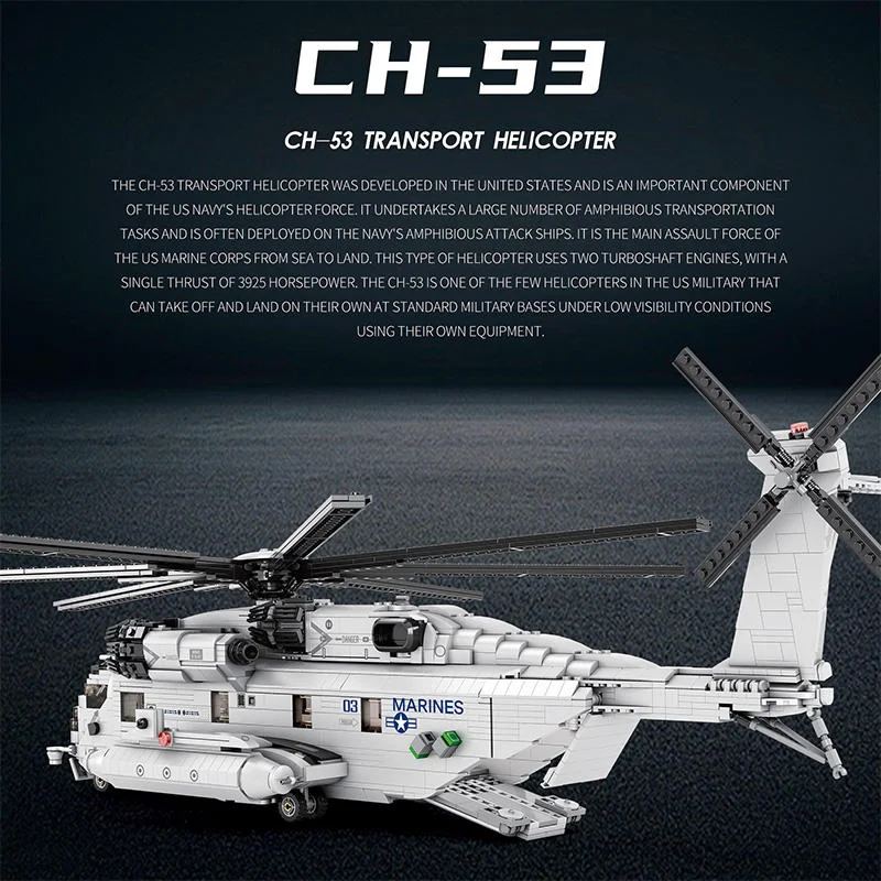 

2193PCS 33037 CH-53E Helicopter Plane Model Ornament Building Block RC Car Model Bricks DIY Toy Holiday Gift Birthday Gift