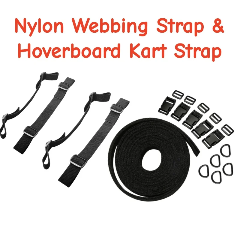 1 correa de nailon de 5M y 4 correas para hoverboard kart para accesorios de costura DIY y fijación de asiento para hoverkart