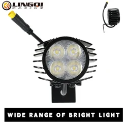 LINGQI-Farol com Aviso de Segurança Noturna, Spot Lamp para Ebike, Bicicleta Elétrica, Scooter, Acessórios de Motocicleta, 4 Luzes