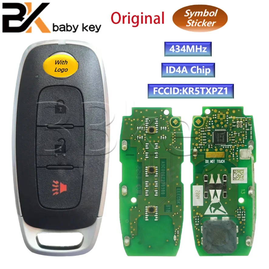 BB Key FCC ID: KR5TXPZ1 OEM Smart Remote Key 2+1 Buttons 434Mhz ASK 4A Chip For 2022-2023 Nissan Versa Pathfinder Rogue Kicks