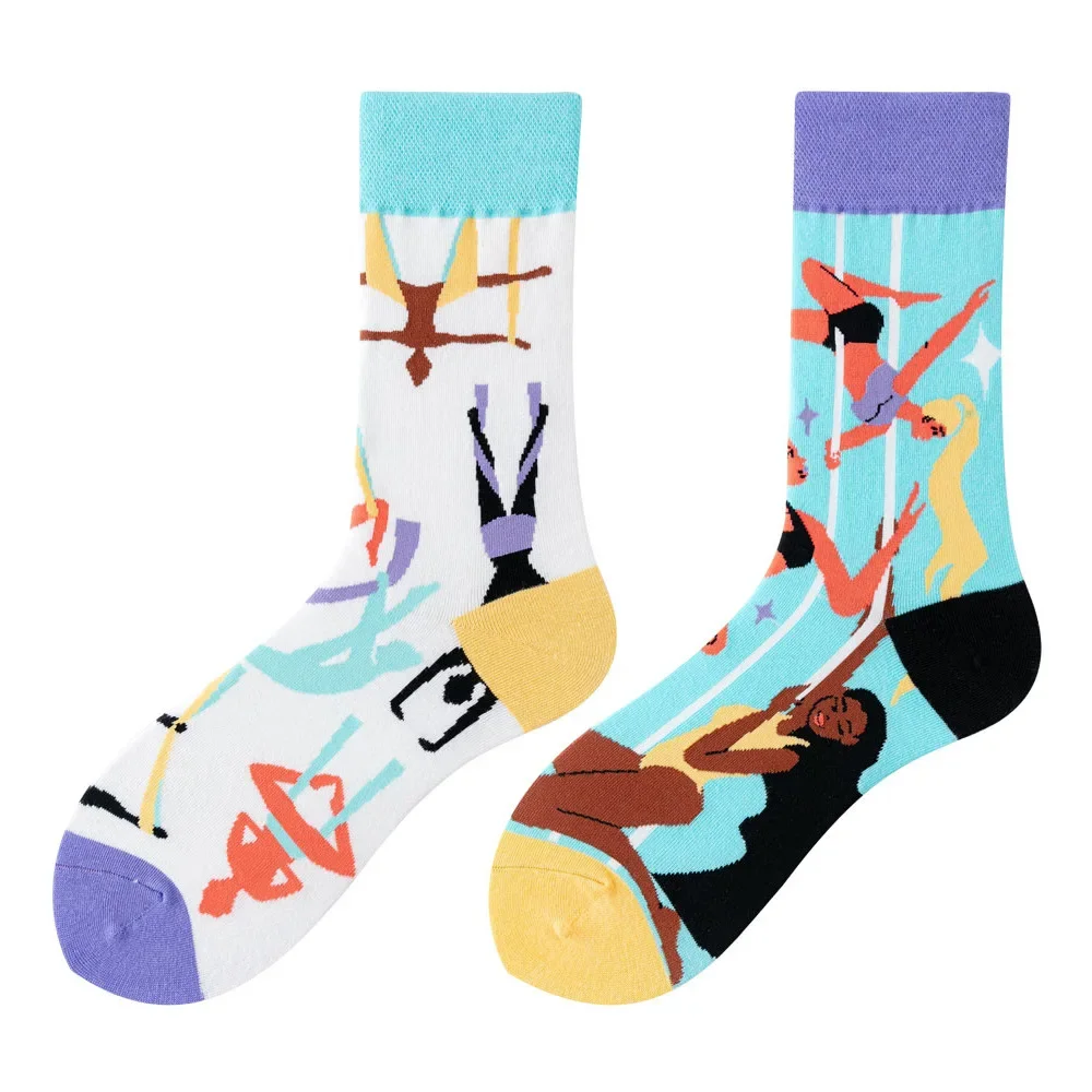 Hochwertige Baumwolle AB Socken Essen Muster Lange Röhre Lustige Glückliche Männer Socken Neuheit Skateboard Crew Lässige Verrückte Frau Socken – Detail 14