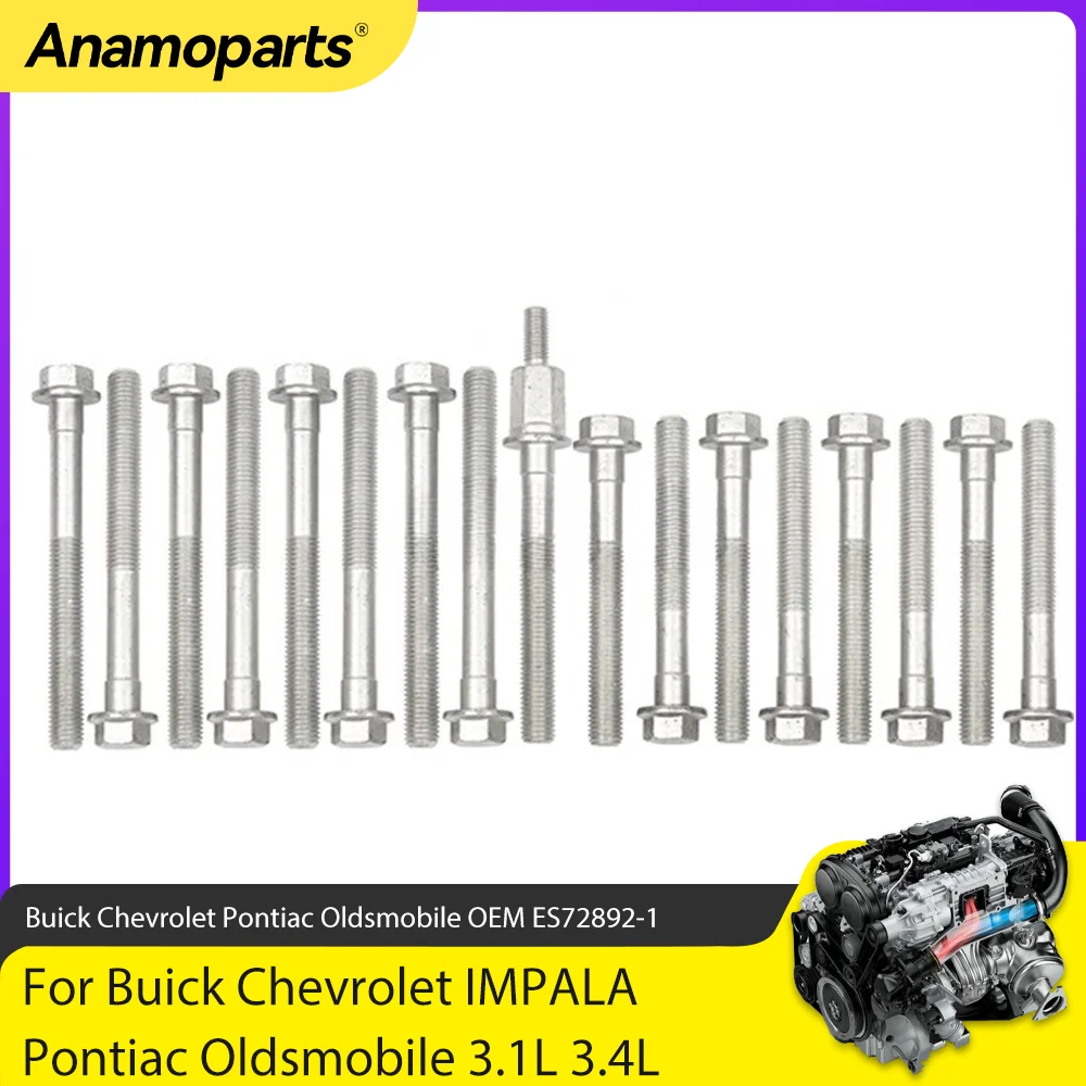 Engine Parts Cylinder Head Bolt Kit Fit 3.1 3.4 L For 96-05 Buick Chevrolet IMPALA Pontiac Oldsmobile 3.1L 3.4L V6 GAS ES72892-1