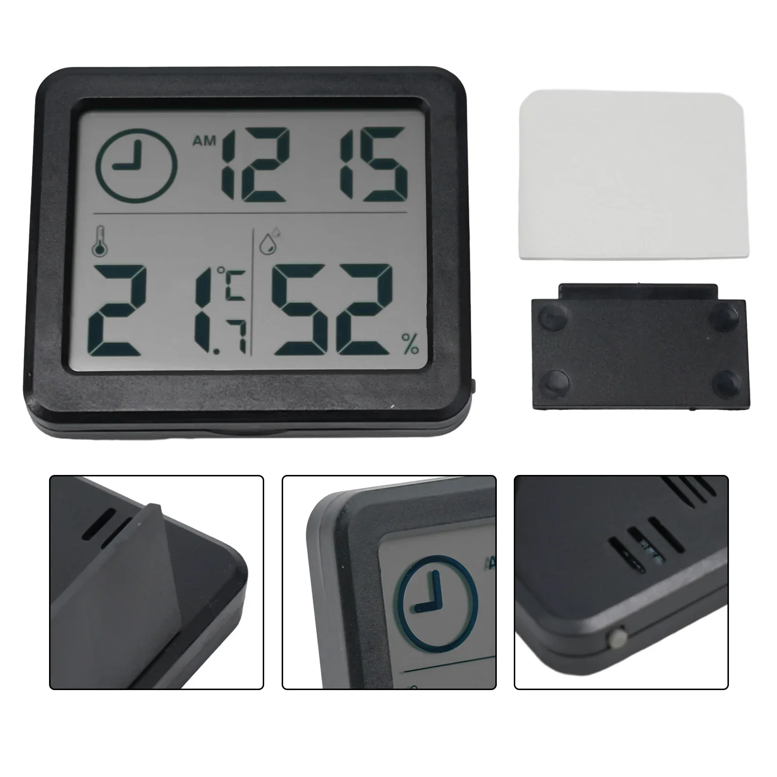 1pcs Mini Thermometer Hygrometer Table Clock Wall Clock Kitchen Time Date Digital Station Calendar Digital Outdoor Thermometer