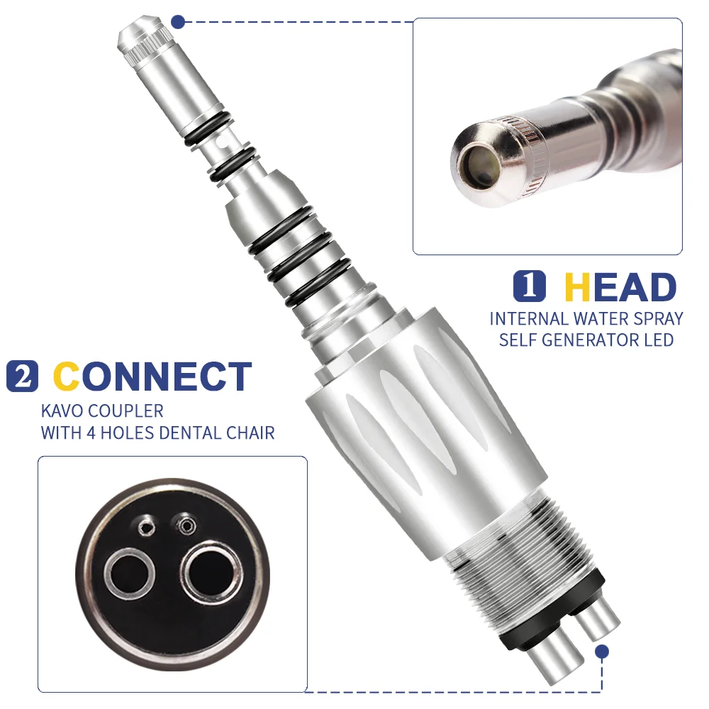 Acoplador adaptador de pieza Dental de alta velocidad LED de acoplamiento rápido de turbina de aire Compatible con pieza de mano Original 2/4/6 agujeros