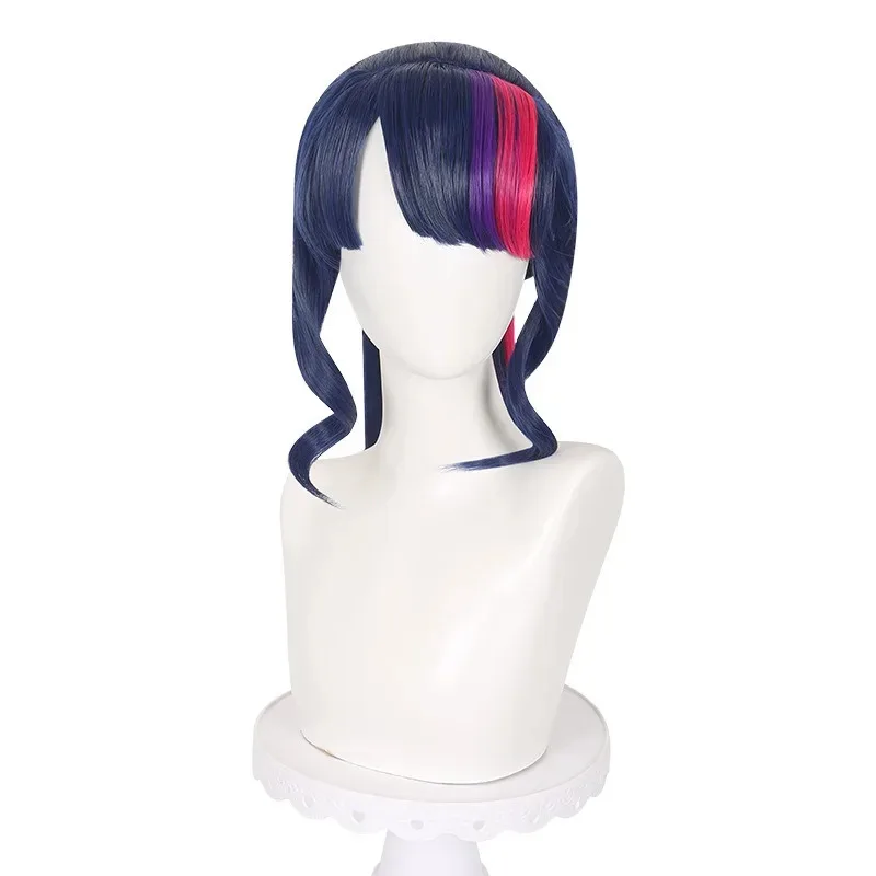 CyPony 친구들 트와일라잇 스파클 코스프레 가발 하이라이트 퍼플 합성 롱 포니테일 가발 애니메이션 코스프레 귀여운 소녀 가발 데일리 파티용