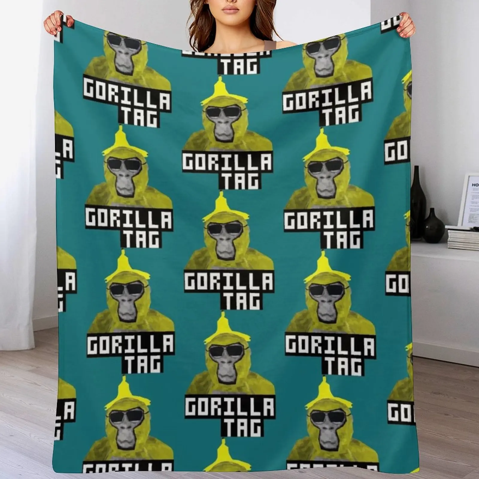 Gorilla Tag Monkey Banana Peel Gorilla Monke Gorilla Tag PFP Maker Throw Blanket