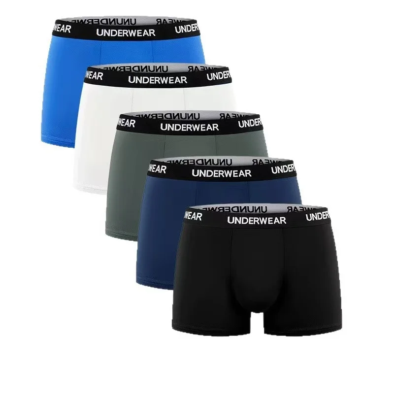 

1pc Set Of Men's Seasonal Fashionable Underwear Flat Corner Pants Comfortable Plus Size Color MEN Elastic Waist Shorts