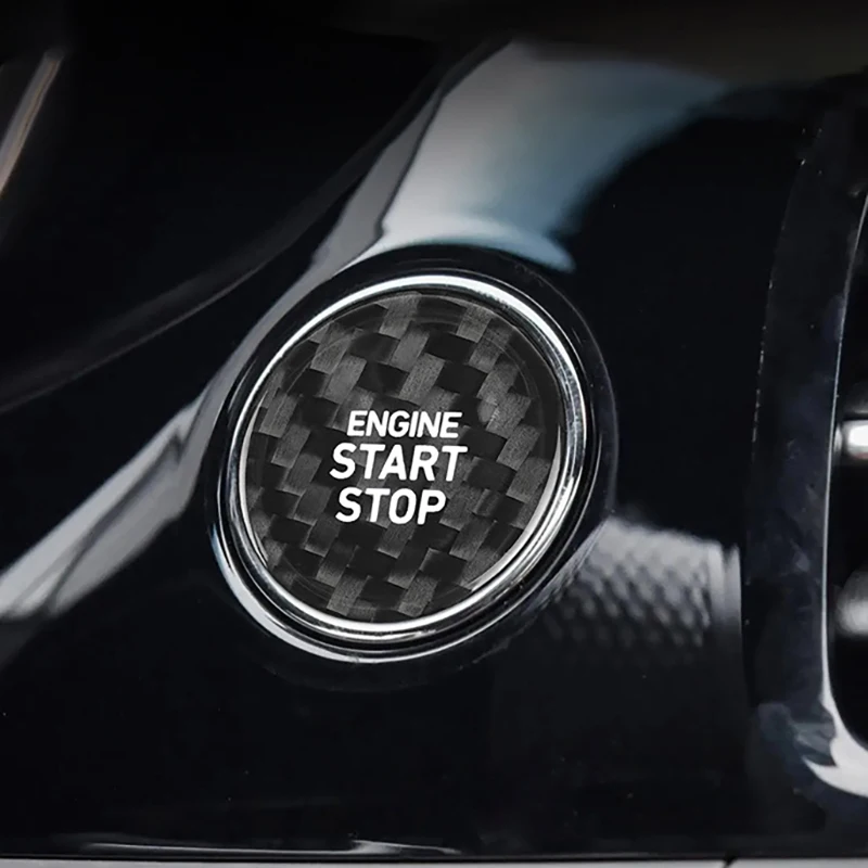 ل Genesis G70 G80 G90 GV70 GV80 ريال الصلب ألياف الكربون ملصق سيارة بدء المحرك وقف غطاء أزرار الكسوة الداخلية