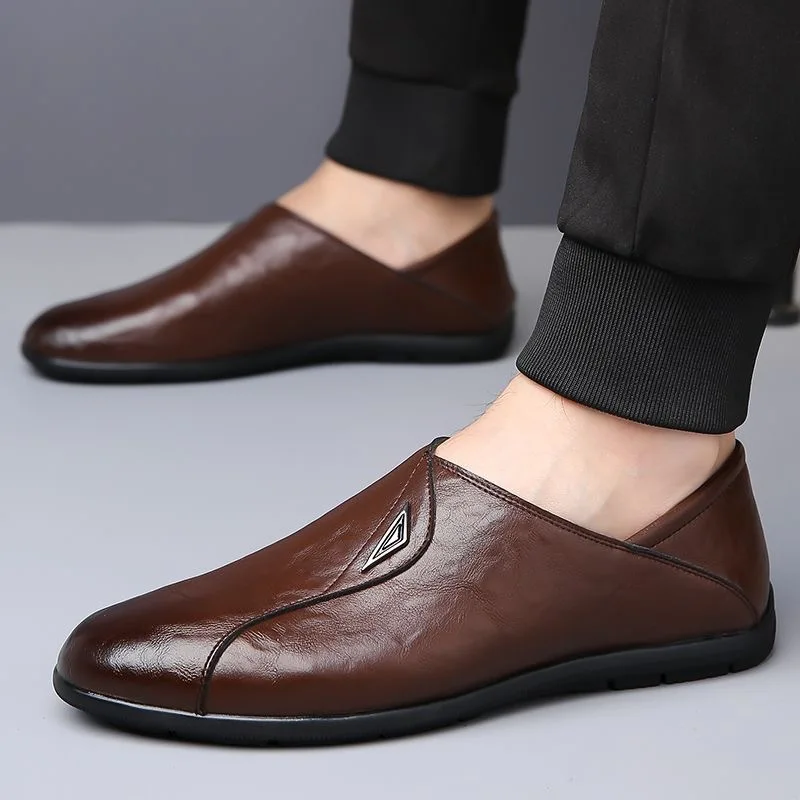 

Leather shoes men 2026 business formal men's shoes bean shoes trendy versatile work shoes men