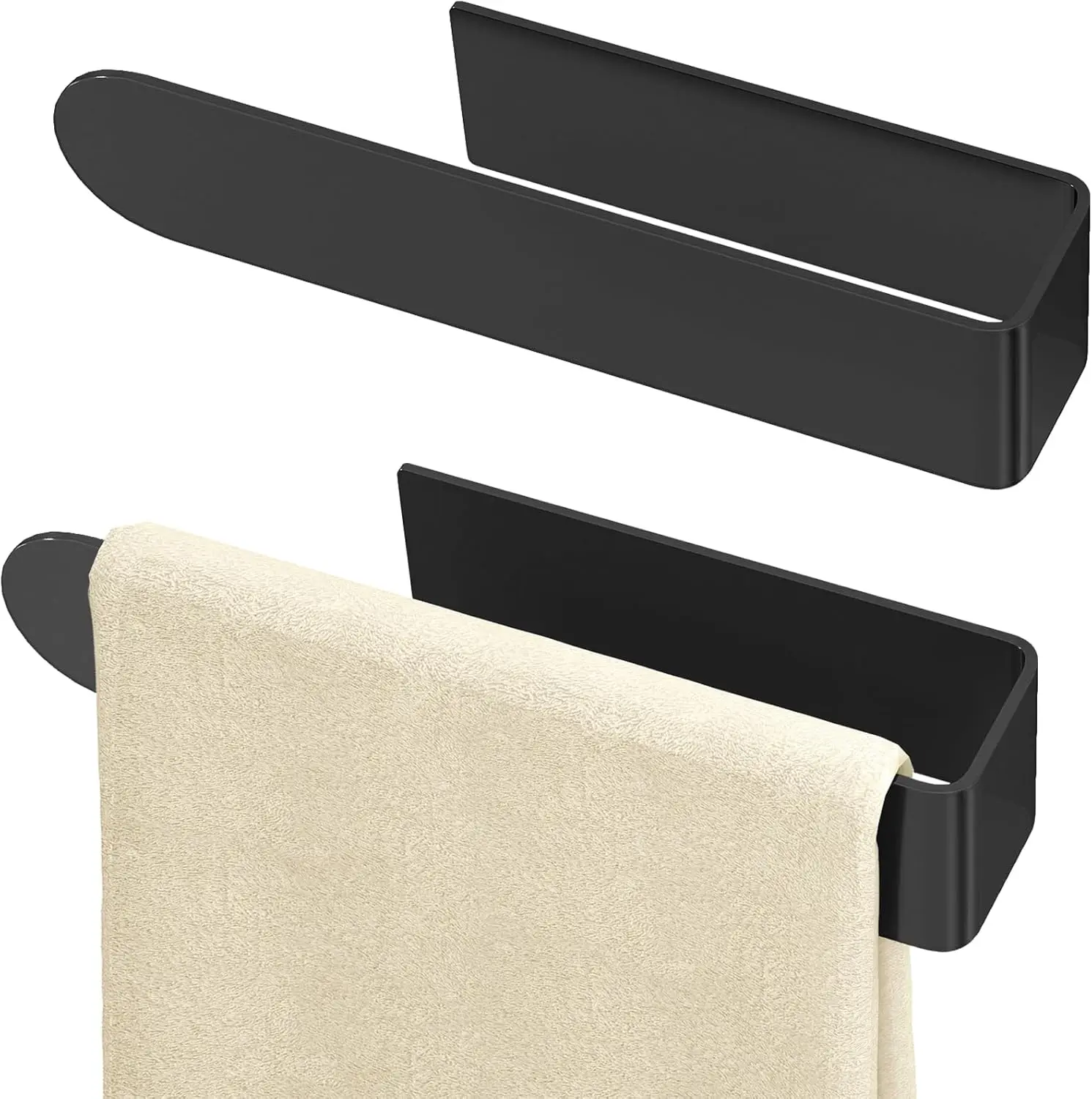 

Самоклеящийся держатель для полотенец, 8-дюймовая квадратная настенная перекладина для ванной, кухни, шкафа, автофургона, черный (2 шт.)