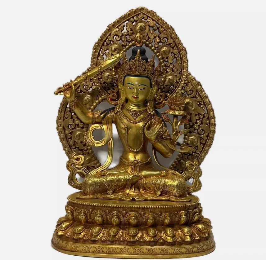 19inch Manjushri Prajnaparamita sutra Buddha statue blessed Copper gilt