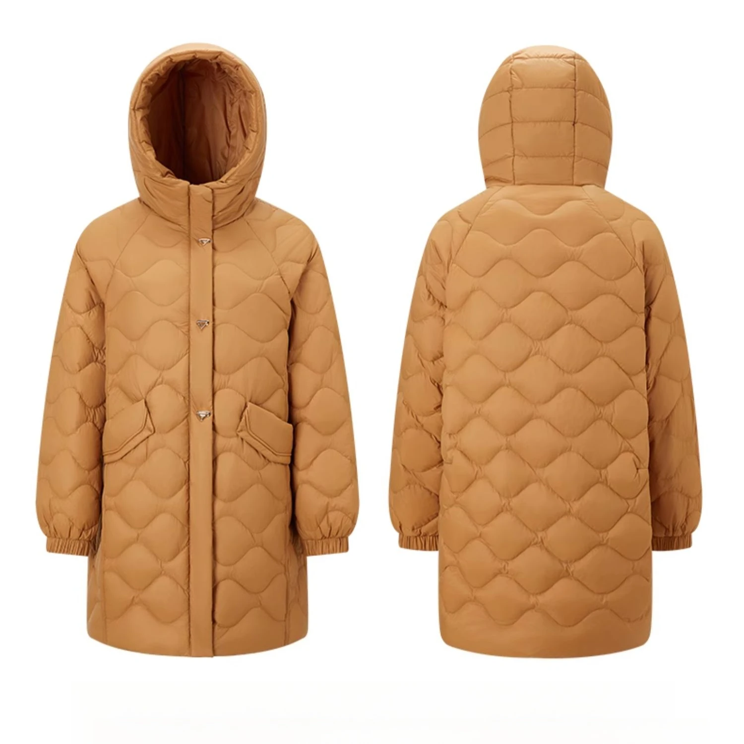 Chericom, chaqueta de invierno con capucha para mujer, ligera, de longitud media, puños a prueba de viento, abrigos informales cálidos con cremallera para oficina para mujer Y299063Y