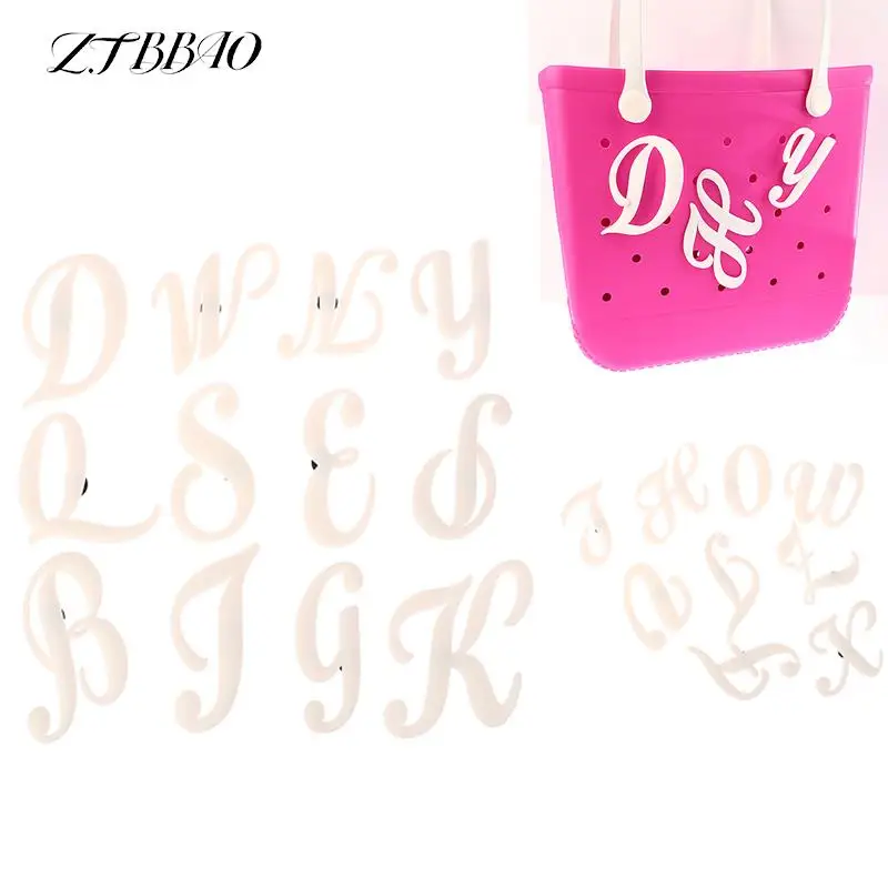 1PCS 26 Letters Buckle For Bogg Bag Accessories Eva Beach Bag Cartoon Shoes Flower Shoe Buckle